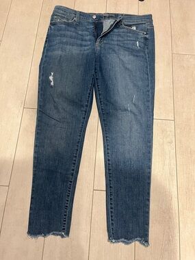 Joe's Jeans Dark Blue Distressed Cropped Ankle Jeans